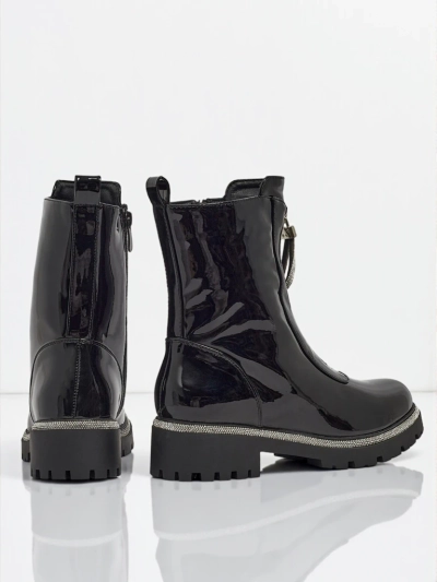 Lackierte Damenstiefeletten Nuvina aus Öko-Leder mit Zirkonia