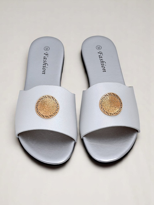 Royalfashion Жіночі шльопанці на плоскій підошві Golden Slip