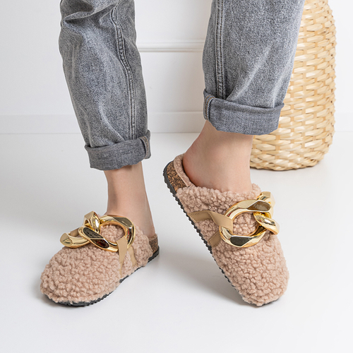 Світло-коричневі жіночі капці з ланцюжком Juka