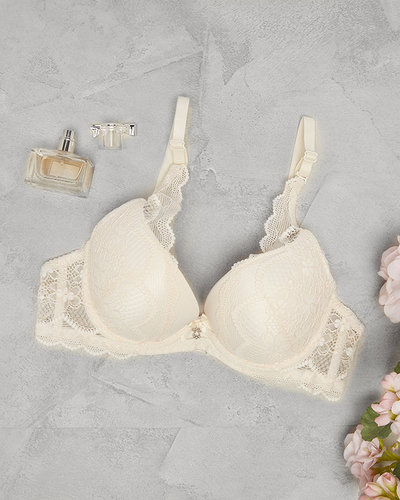 Beige Damen-Spitzen-BH - Dessous