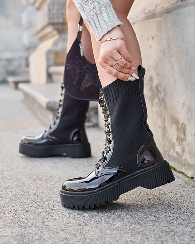 Schwarze Taschen mit elastischem Einsatz Kukizo- Footwear