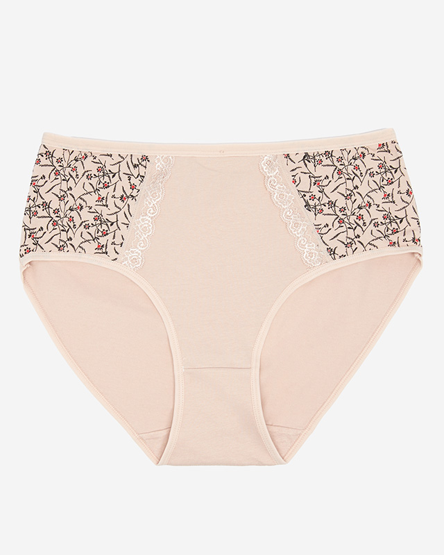 Damenslip mit beigem Aufdruck. PLUS SIZE - Unterwäsche