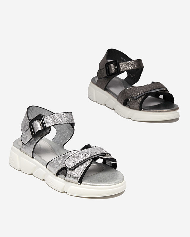 Graphitglänzende Mädchensandalen Jenilo - Schuhe