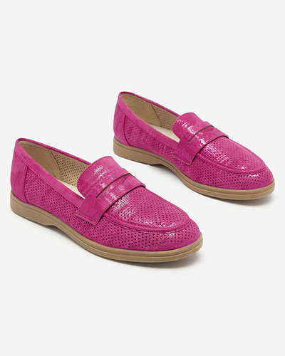 Fuchsia durchbrochene Damenmokassins mit glänzender Oberfläche Idesa - Footwear