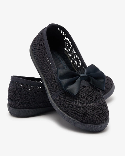 Marineblaue Slipper für Mädchen mit Schleife Sweet Time - Footwear