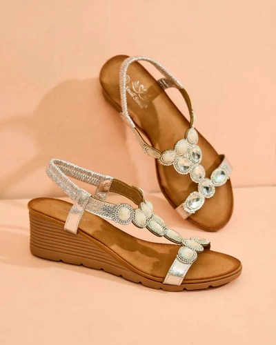Royalfashion Damen-Sandalen mit Zirkonia Obrina