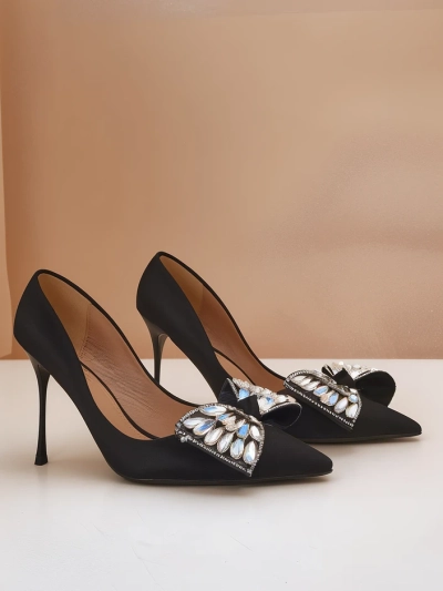 Royalfashion Damen hochhackige Schuhe mit einer Schleife Cocarte
