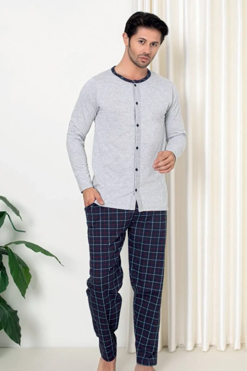 Royalfashion Чоловічі піжами в клітку з бавовни