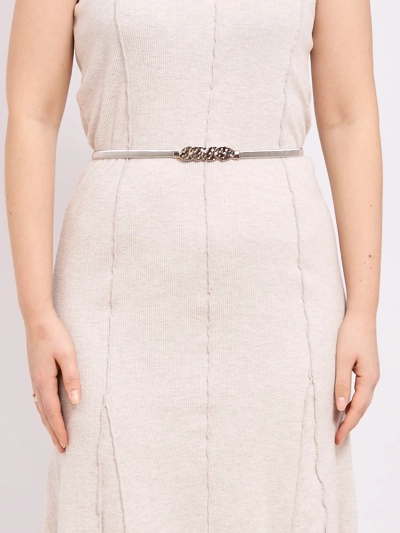 Damen Silber Gürtel mit Verzierung Letitia – Eleganz im Metallic-Stil