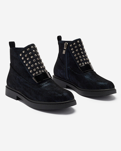 Чоботи для дівчинки з декоративним верхом темно-синього кольору Leisla - Взуття