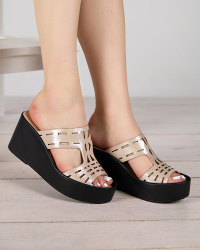 Beige durchbrochene Keilhausschuhe Ardemia - Schuhe