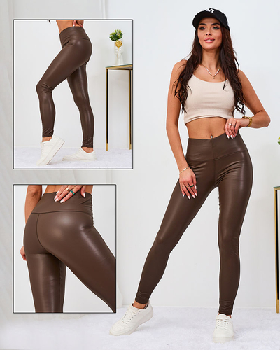 Royalfashion Damen Öko-Leder-Leggings in braun