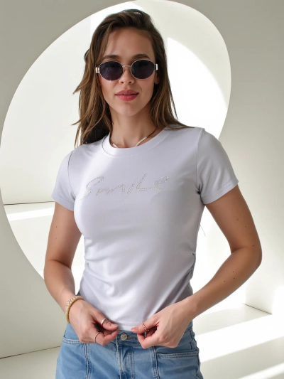 Royalfashion Damen Baumwollbluse mit der Aufschrift