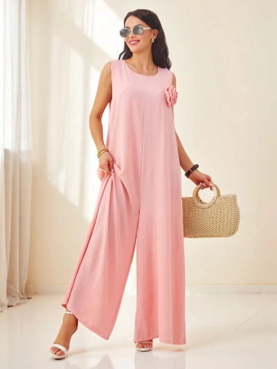 Atena Rosa Palazzo – eleganter Jumpsuit mit Spaghettiträgern aus Viskosestoff