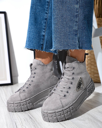 Graue Damenstiefel aus Öko-Wildleder mit Isolierung Zephyr - Schuhe