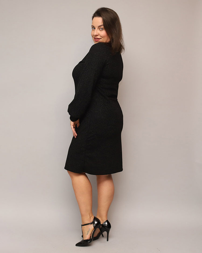 Royalfashion Glitzerndes Damenkleid vor dem Knie in schwarz PLUS SIZE