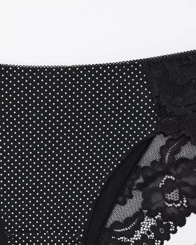 Чорні жіночі трусики з принтом в горошок - Нижня білизна