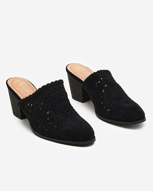 Чорні жіночі туфлі Aqarion з відкритою п'яткою