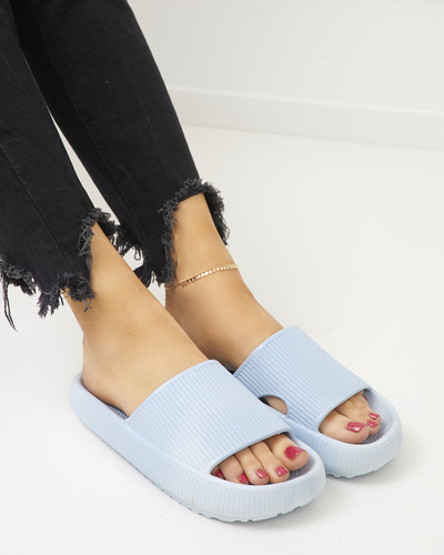 Blaue Gummipantoffeln mit Olinda-Prägung - Schuhe