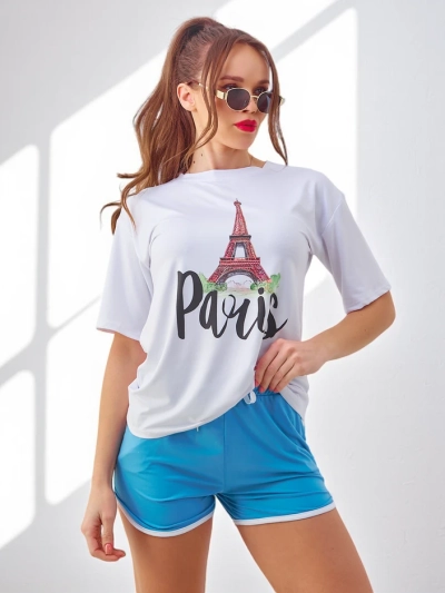 Royalfashion Damen Sportset mit T-Shirt und Shorts Paris