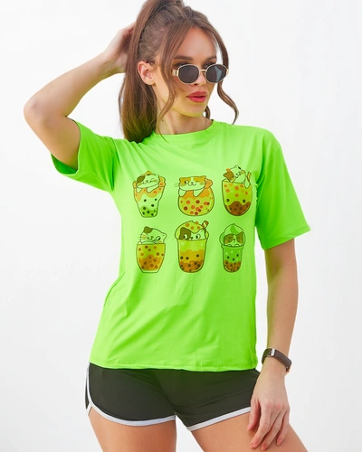 Royalfashion Damen Sportset mit T-Shirt und Shorts Kitty Cat