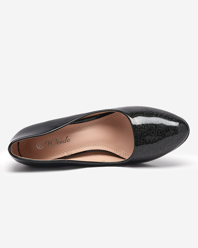 Schwarz lackierte Damenpumps mit Zurila-Glitzer - Schuhe