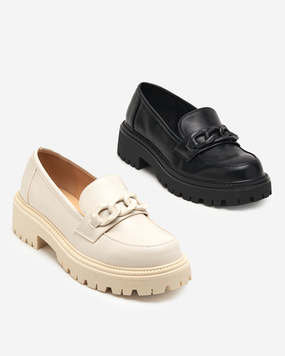 Beige Damenschuhe aus Öko-Leder mit Kette Konera - Schuhe