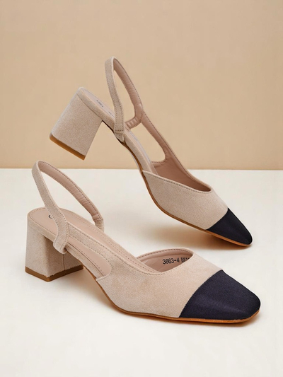 Royalfashion Damen Pumps mit niedrigem Absatz und dekorativer Spitze Eleganzo