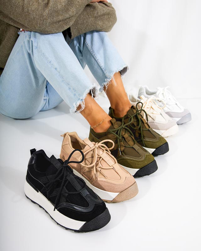 OUTLET Schwarze Damen-Sportschuhe mit höherer Sohle Kanislo - Footwear