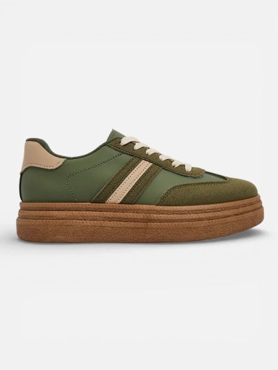 Damen-Sneakers Flora Grün Ökologisch Bequem für den Frühling