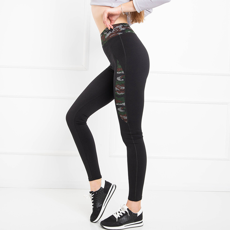 Damen Black Sports Camo Insulated Leggings - Kleidung