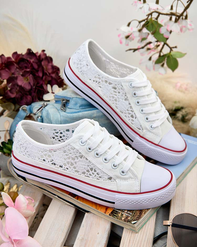 Aurelia Bianco - Ajour-Sneakers Royalfashion aus weißem Stoff, Größe 40