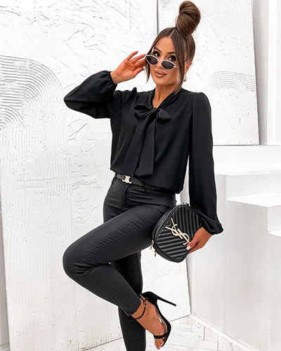 Royalfashion Damenbluse mit Schleife