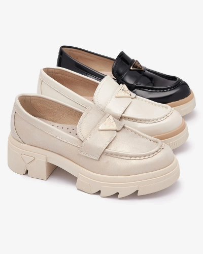 Lackierte schwarze Damen Mokassins mit Verzierung Sarix - Schuhe