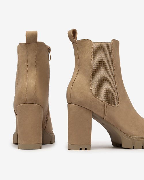 Royalfashion Світло-коричневі жіночі чоботи на високих підборах Seihay