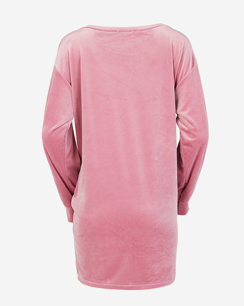 Рожева довга жіноча туніка з цирконами