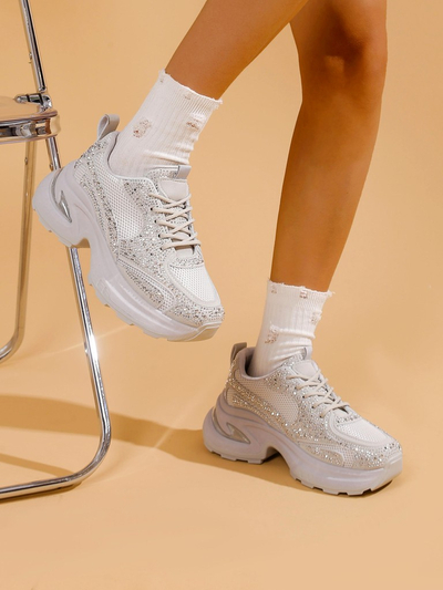 Royalfashion Damen Sport Sneakers mit Strass Bloss