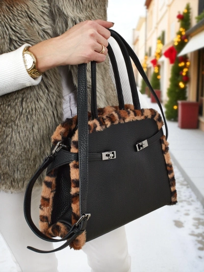 Kleine Damenhandtasche aus Öko-Leder mit Leopardenmuster Panthory