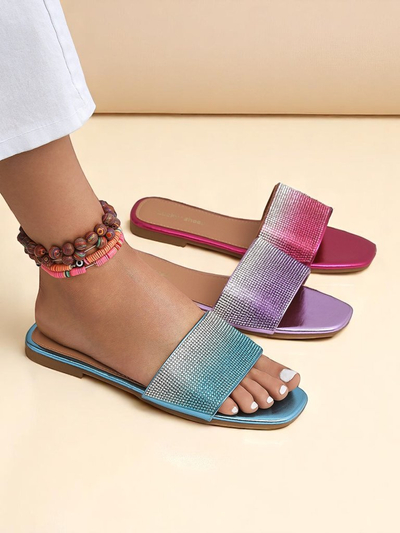 Royalfashion Damen-Pantoletten mit Zirkonia ShinyGlow