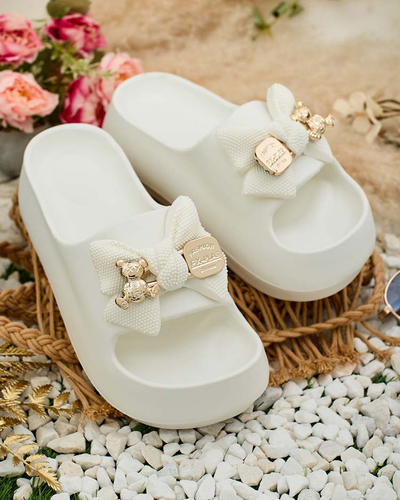 Royalfashion Damen-Gummi-Flip-Flops mit Zierschleife Afeen