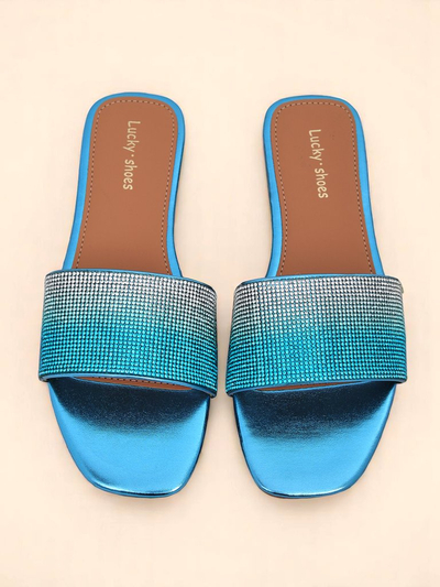 Royalfashion Damen-Pantoletten mit Zirkonia ShinyGlow