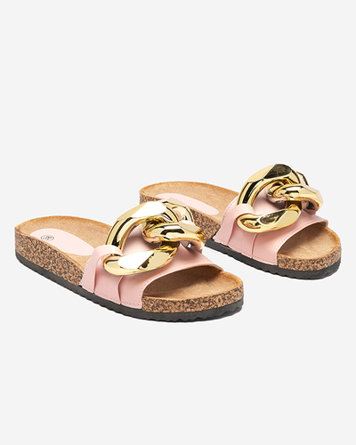 Rosafarbene Damenhausschuhe mit Sofig-Footwear-Dekor