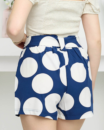 Marineblaue Shorts für Damen mit großen Tupfen - Kleidung
