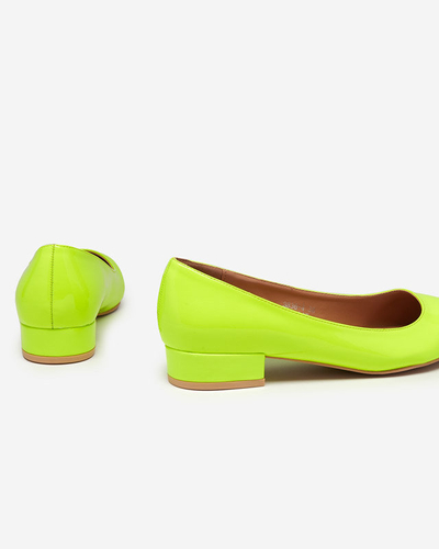 Neongelb lackierte Pumps mit flachem Absatz Oki- Footwear