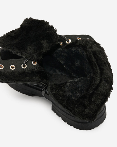 Royalfashion Schwarze isolierte Damen-Trapper-Stiefel Radoras