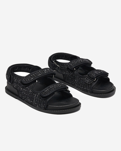 Schwarze Damensandalen aus Stoff Desotty- Footwear