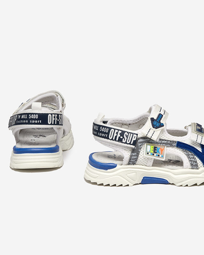 Weiße und marineblaue Kindersandalen mit Ceteris-Klettverschluss - Schuhe