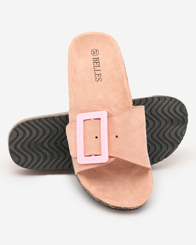 Royalfashion Rosa Damen Öko-Wildleder-Flip-Flops mit Schnalle Diviras