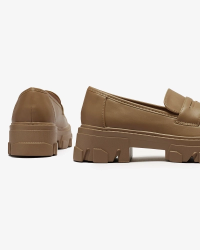 Hellbraune Damen-Mokassins mit fester Sohle Desika - Footwear