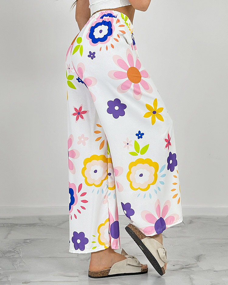 Royalfashion Weite Stoffhose mit Blumenmuster